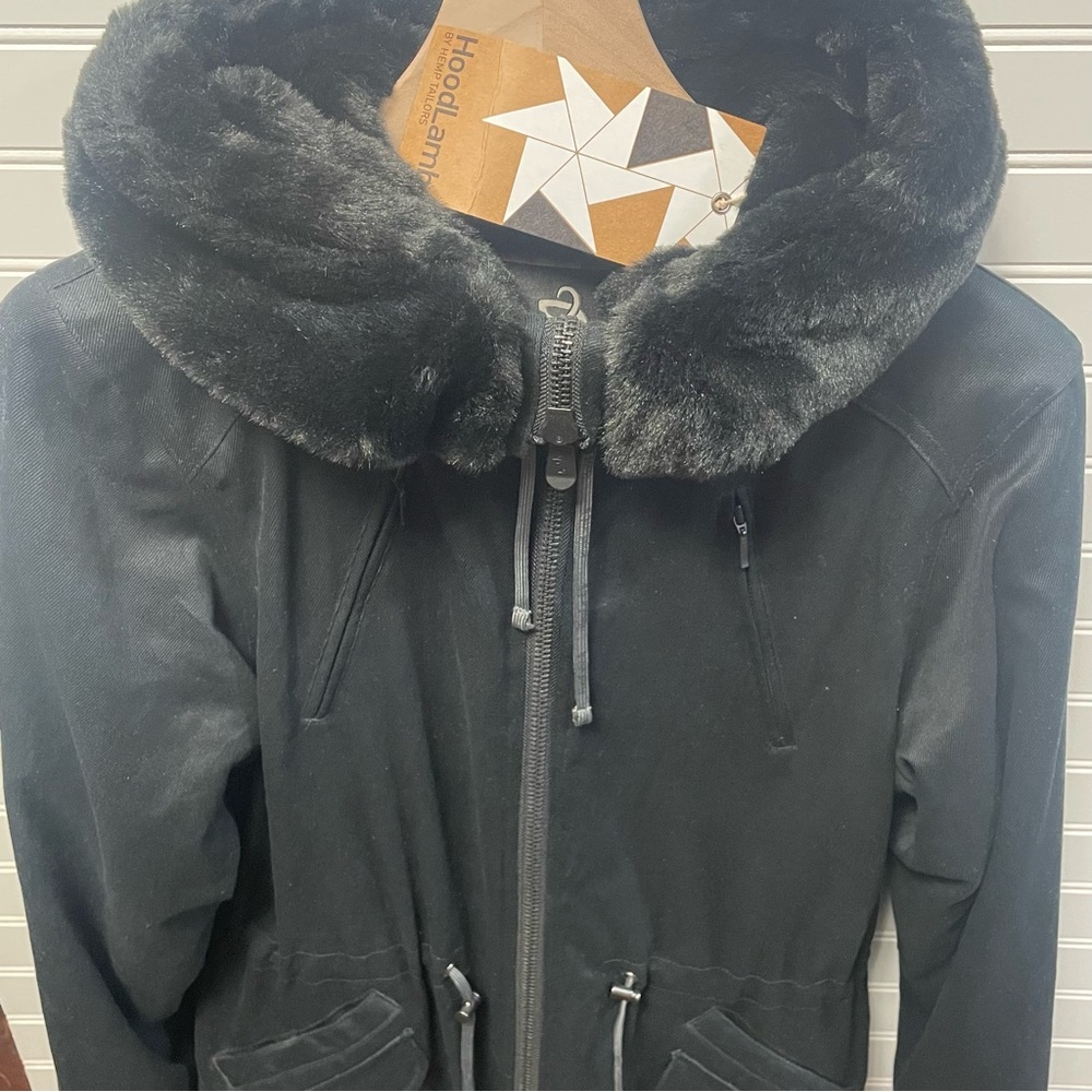 Hoodlamb Hemp Tailors Women’s Parka in Nightwatch Black Size Medium Vegan - Picture 3 of 16